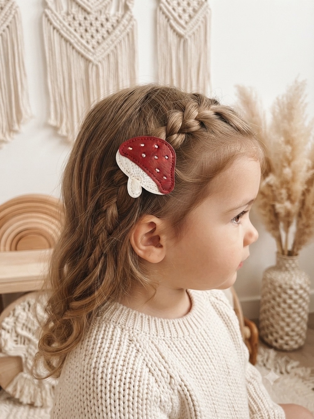 Handmade Red Mushroom Leather Hair Clip Cute Woodland Cottagecore Boutique